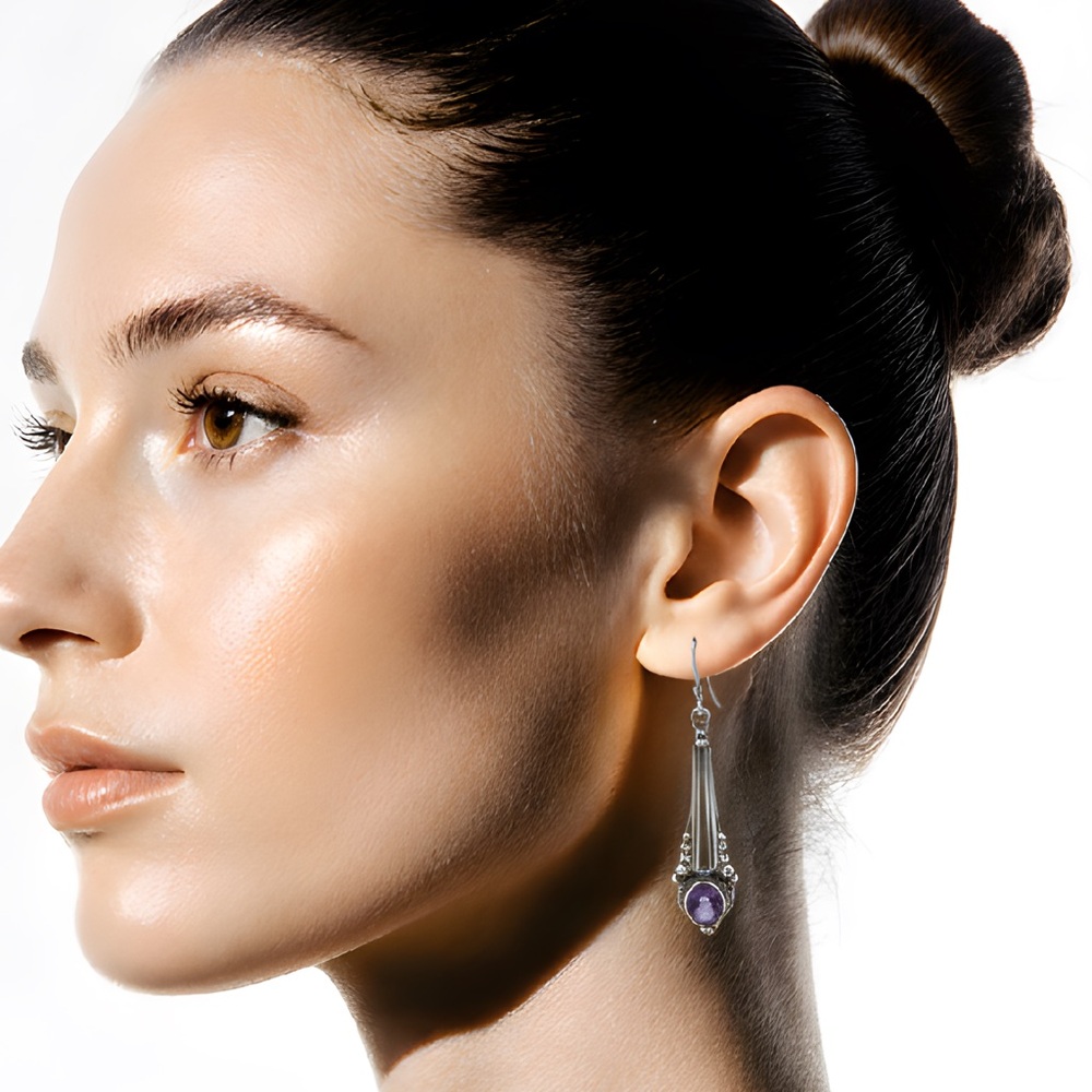 Sterling Silver Amethyst Dop Earrings